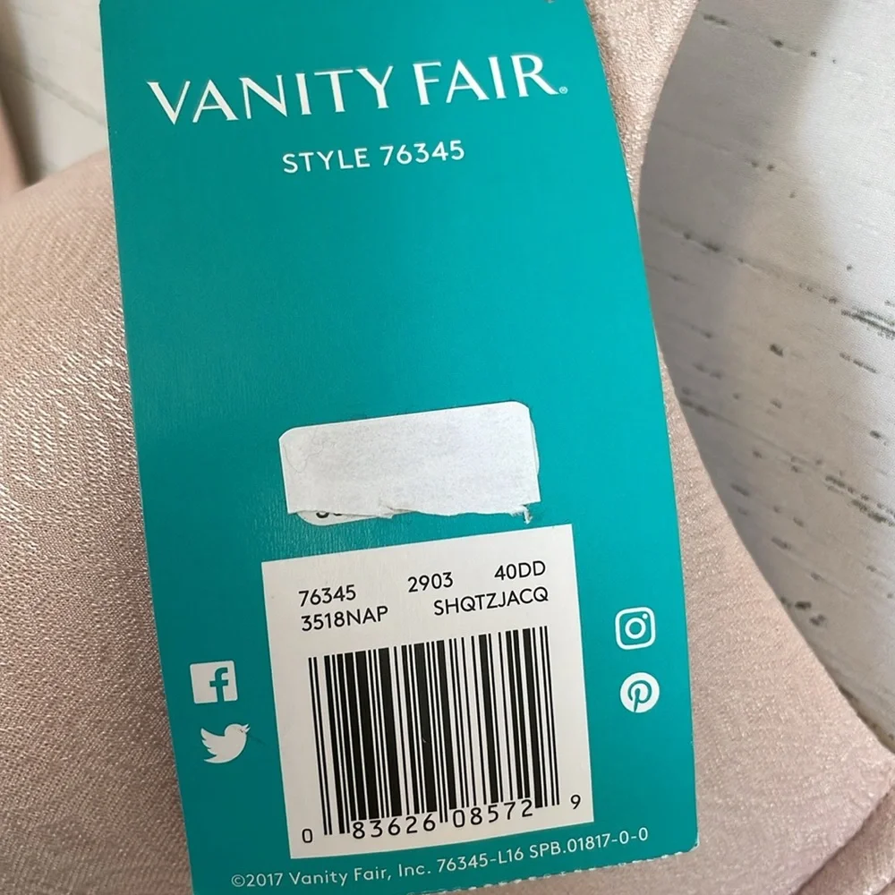 Vanity Fair Beauty Back Bra, Style 76345 in Soft Pink Damask, size 40DD, NWT